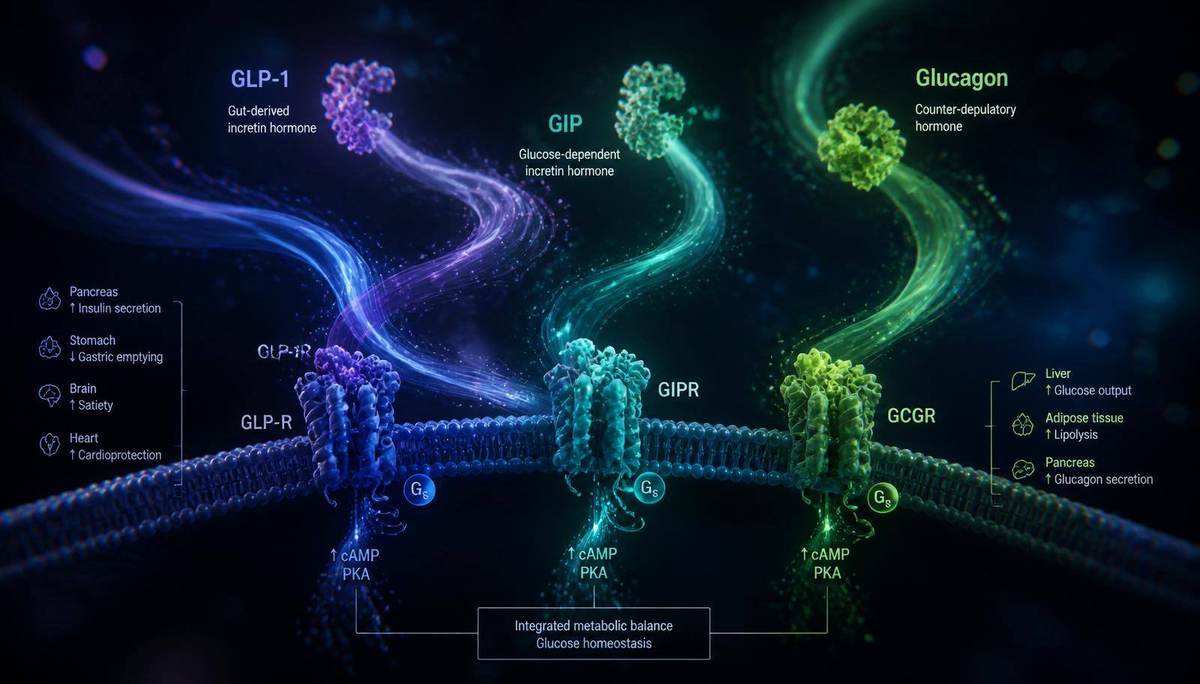 Abstract editorial illustration of clinical research and layered study phases